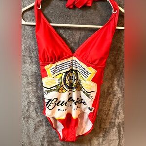 Beach Party 2015 Budweiser Red One-Piece Swimsuit Size S